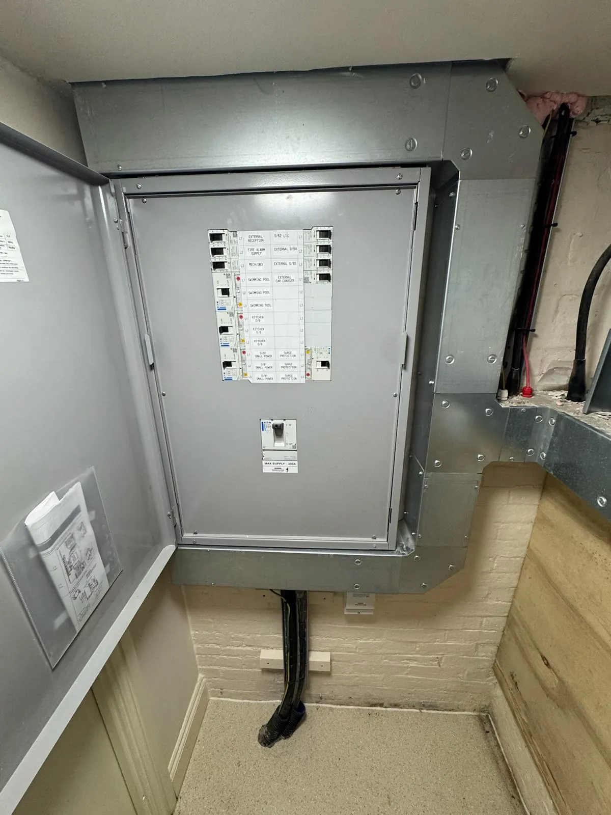 Phase 3 electrical distribution board installation within a commercial setting