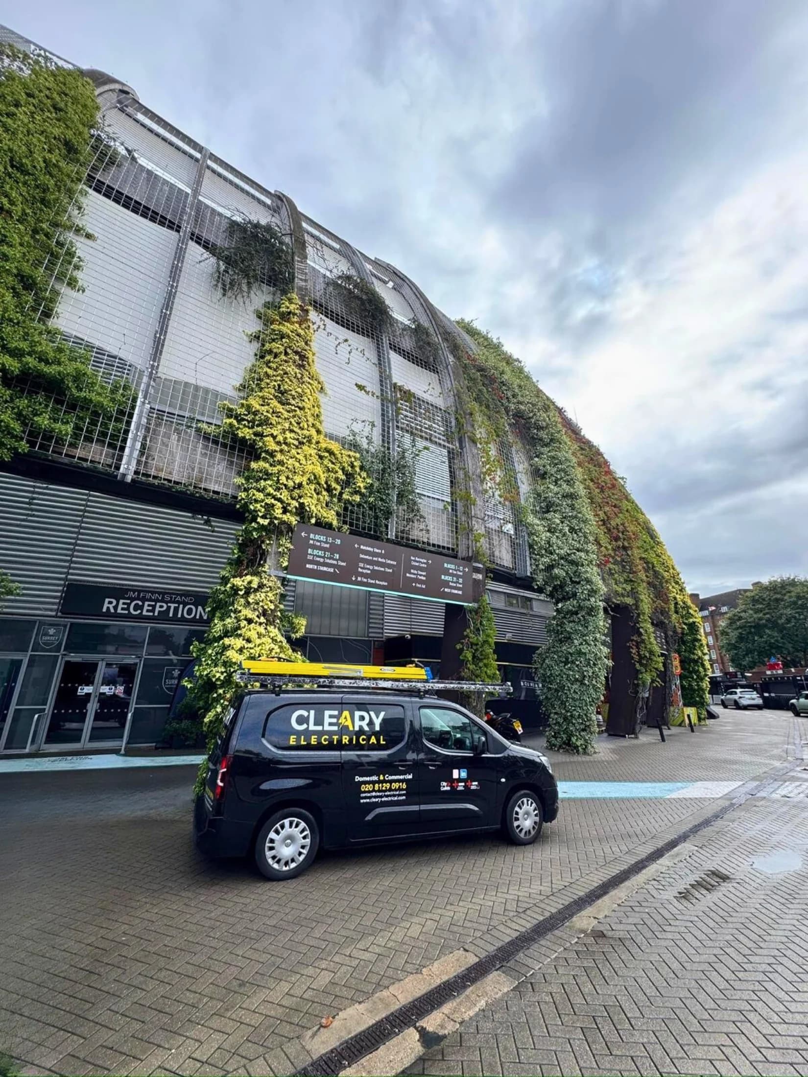 Commercial electrical maintenance work at The Oval cricket ground, London