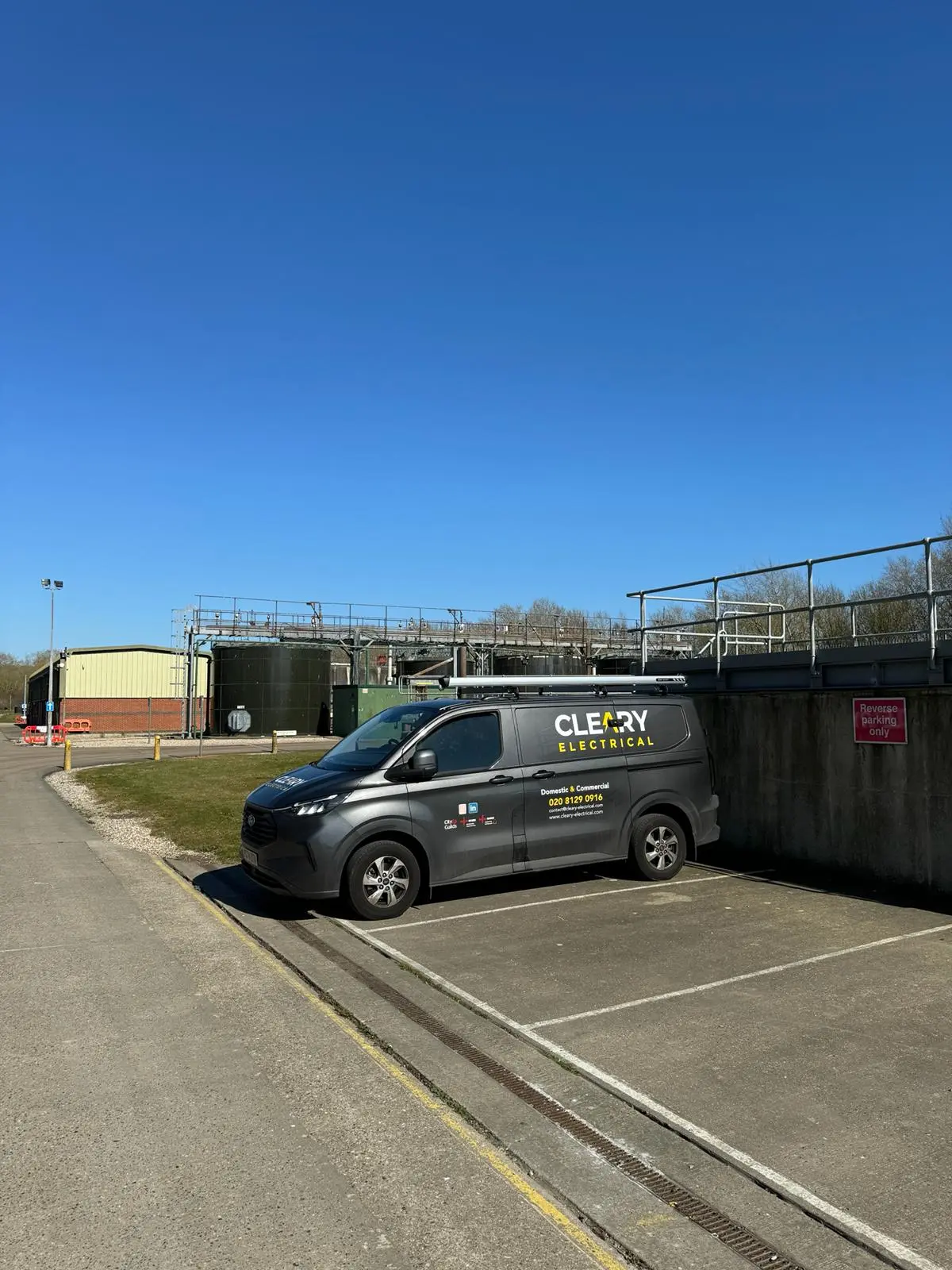 Cleary Electrical van at industrial site