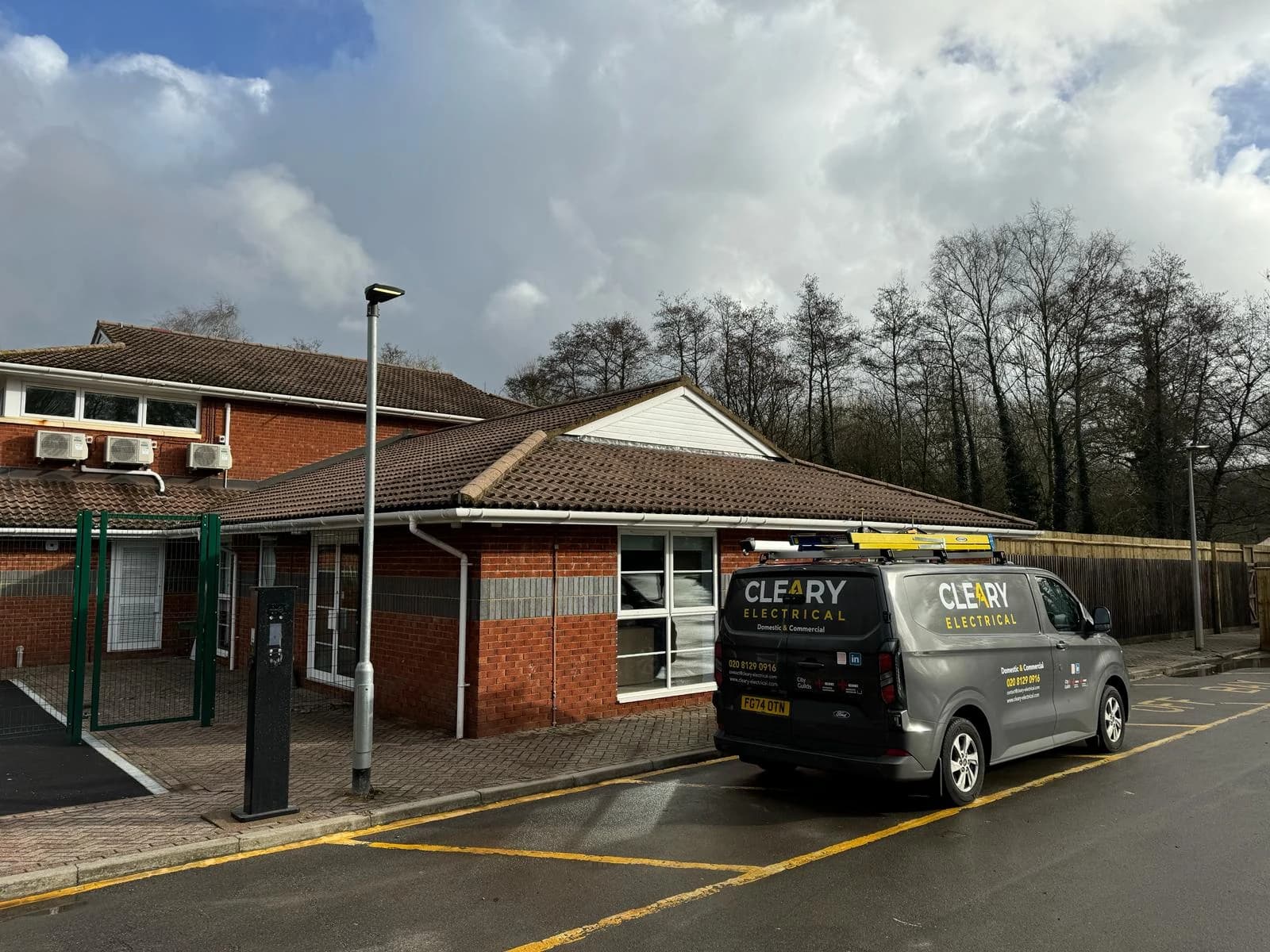 Cleary Electrical van on school site